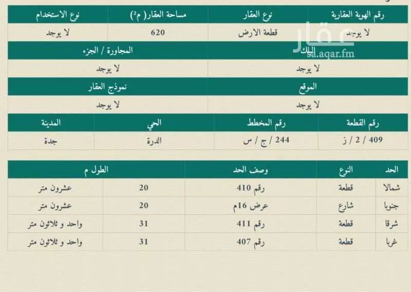 أرض للبيع في شارع روضه القميعه ، حي الجزيرة ، جدة ، جدة 1 صورة