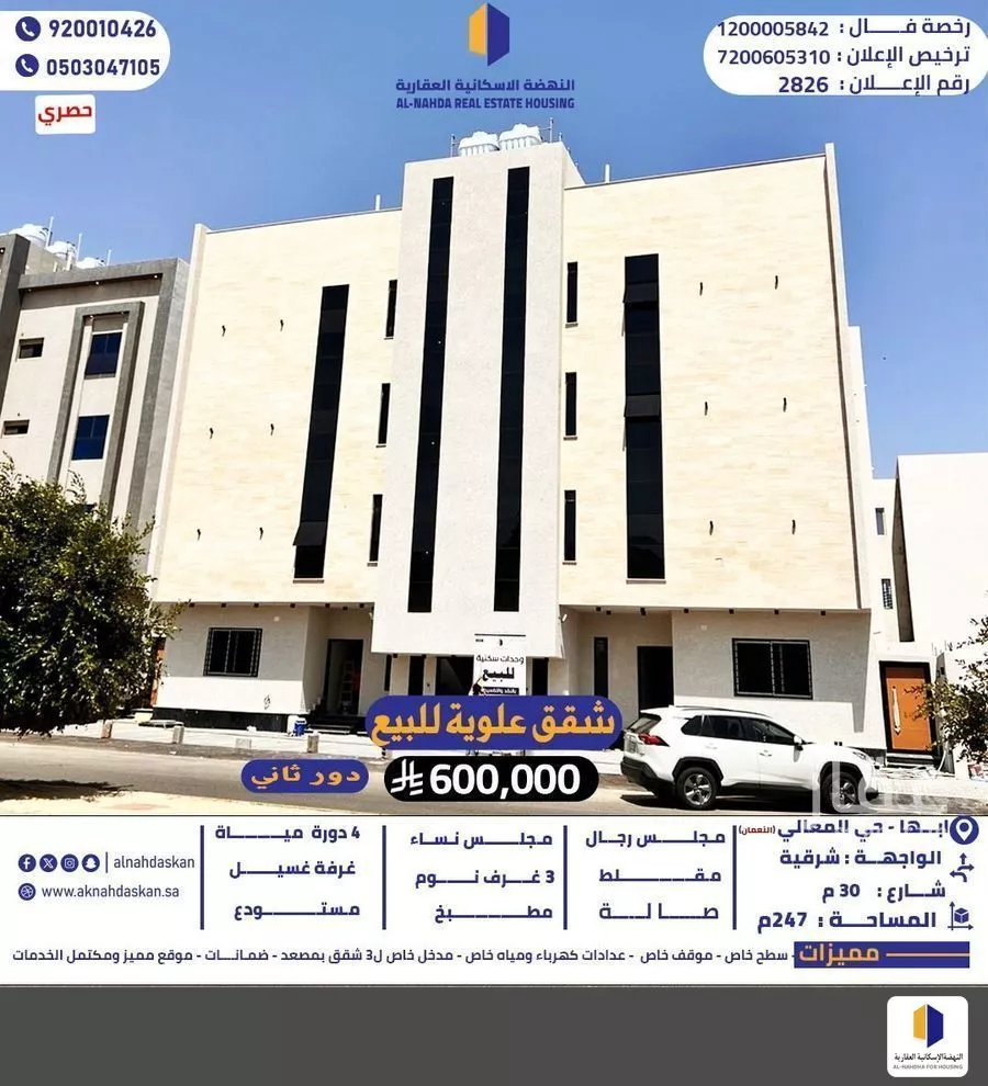 شقة للبيع في شارع سوق الليل, حي النعمان, مدينة ابها, منطقة عسير 1 صورة