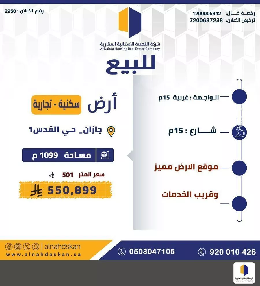أرض للبيع في شارع الشارع العام, حي القدس 1, مدينة جازان, منطقة جازان 1 صورة