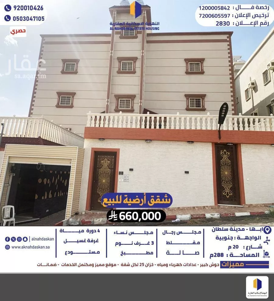 شقة للبيع في شارع الرفعة, حي الزهور, مدينة ابها, منطقة عسير 1 صورة