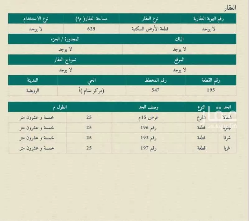 أرض للبيع في شارع سنان, حي سنام, مدينة سنام, منطقة الرياض 1 صورة