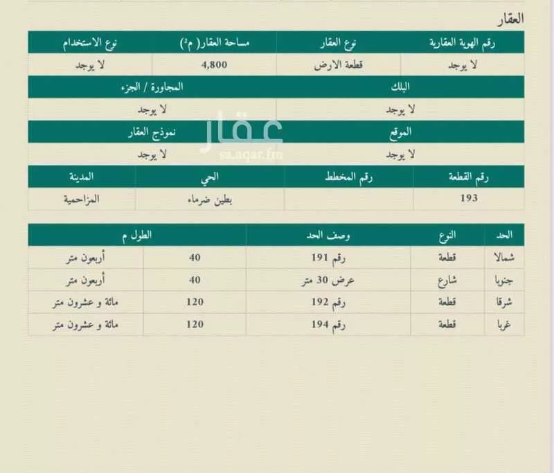أرض للبيع في شارع السالمية, حي هجرة العناديه, مدينة هجرة العناديه, منطقة الرياض 1 صورة