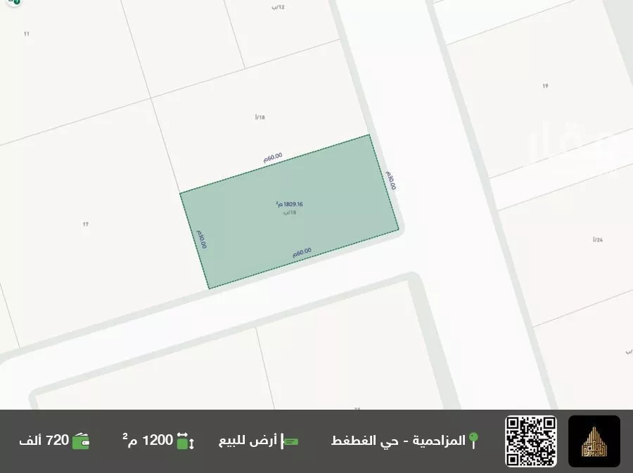 أرض للبيع في شارع سراقة بن عمرو, حي مخطط رقم 0832, مدينة الجله, منطقة الرياض 1 صورة