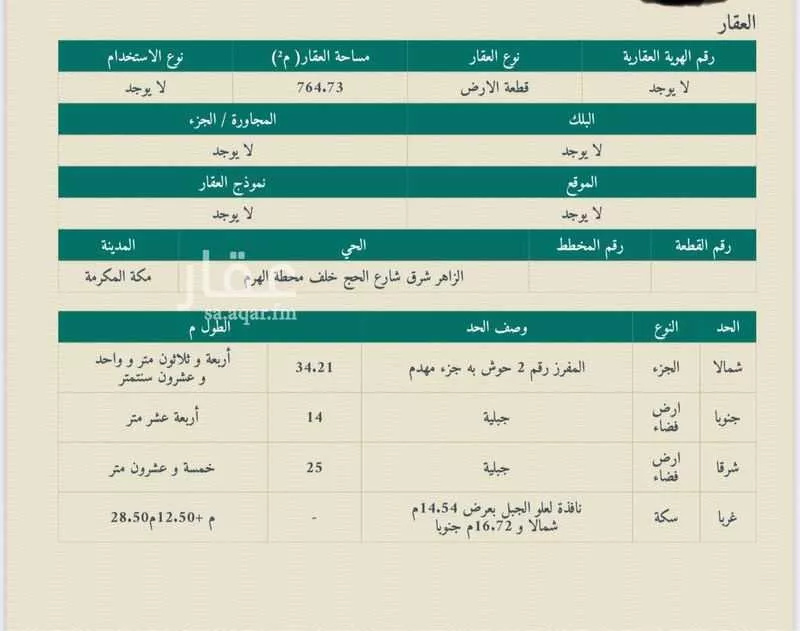 أرض للبيع في الأندلس, مكة 1 صورة