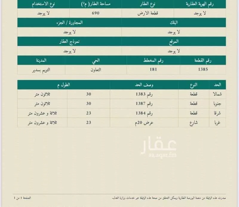 أرض للبيع في شارع التعاون 14 ، التويم ، المجمعة 1 صورة