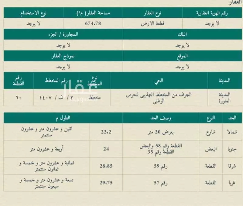 أرض للبيع في شارع بشار بن موسى ، حي البركة ، المدينة المنورة ، منطقة المدينة المنورة 1 صورة