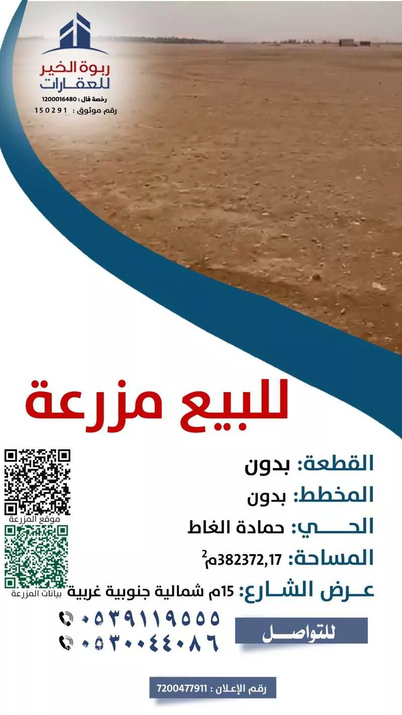 مزرعة للبيع في شارع لم يسجل, حي مزارع حمادة مليح الشماليه, مدينة مزارع حمادة مليح الشماليه, منطقة الرياض 1 صورة
