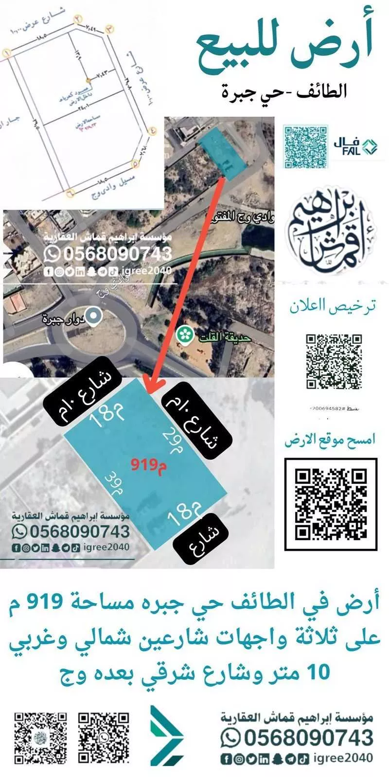أرض للبيع في حي جبرة, مدينة امارة منطقة مكة المكرمة - الطائف, منطقة مكة المكرمة 1 صورة