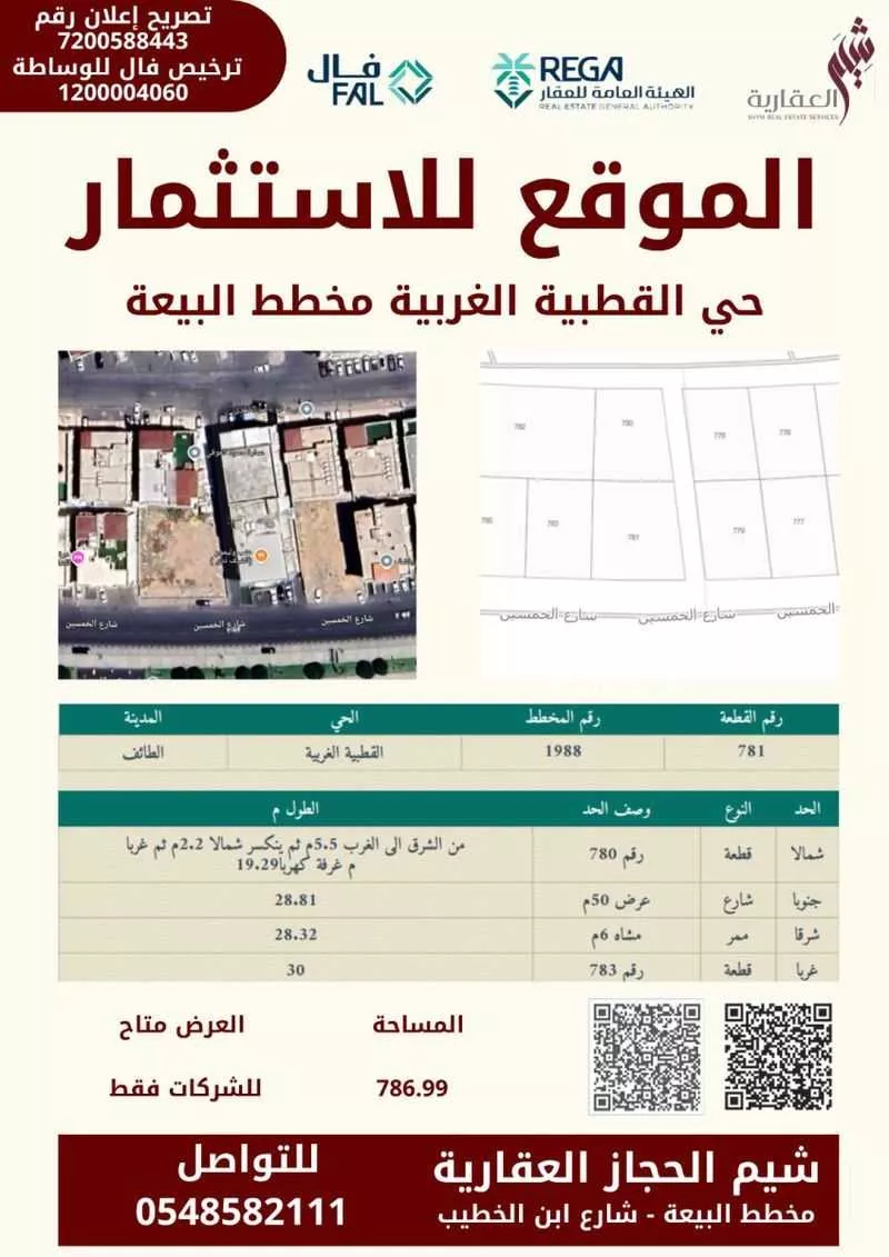 أرض للإيجار في شارع شارع الخمسين, حي القطبية الغربية, مدينة امارة منطقة مكة المكرمة - الطائف, منطقة مكة المكرمة 1 صورة
