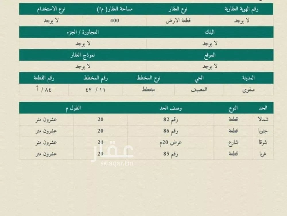 أرض للبيع في شارع ابومعن 914, حي المصيف, مدينة القطيف, المنطقة الشرقية 1 صورة