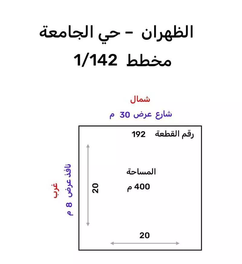 أرض للبيع في شارع الاصمعي, مدينة الظهران, المنطقة الشرقية 1 صورة