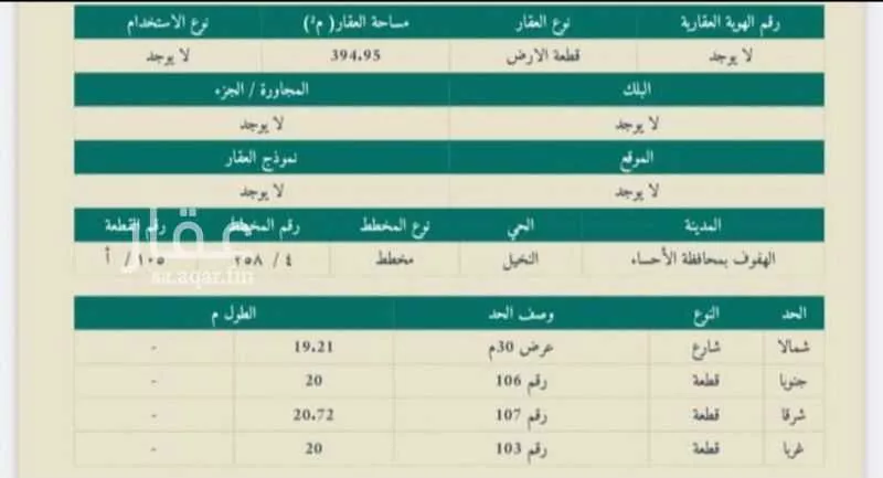 أرض للبيع في شارع 509119, حي النخيل1, مدينة الاحساء, المنطقة الشرقية 1 صورة