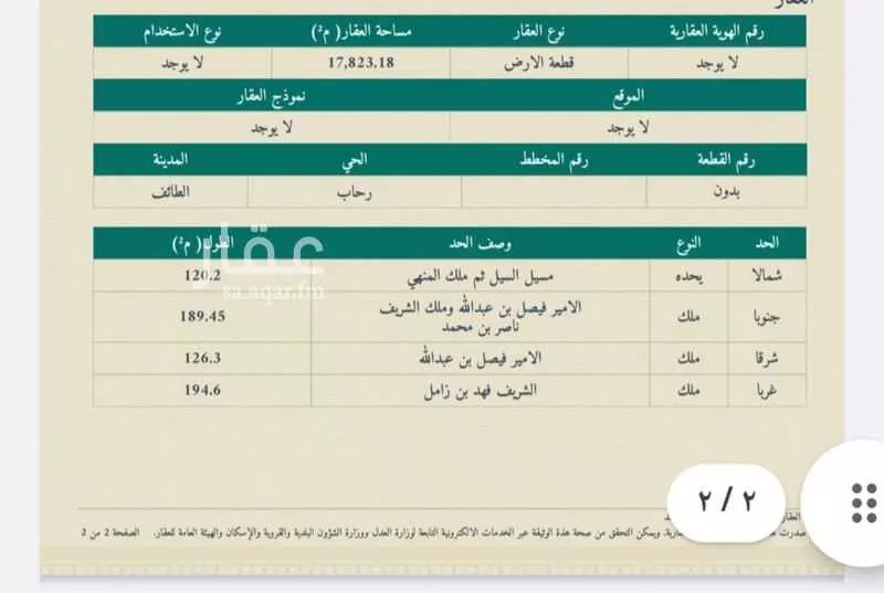 أرض للبيع في حي الرحاب, مدينة امارة منطقة مكة المكرمة - الطائف, منطقة مكة المكرمة 1 صورة