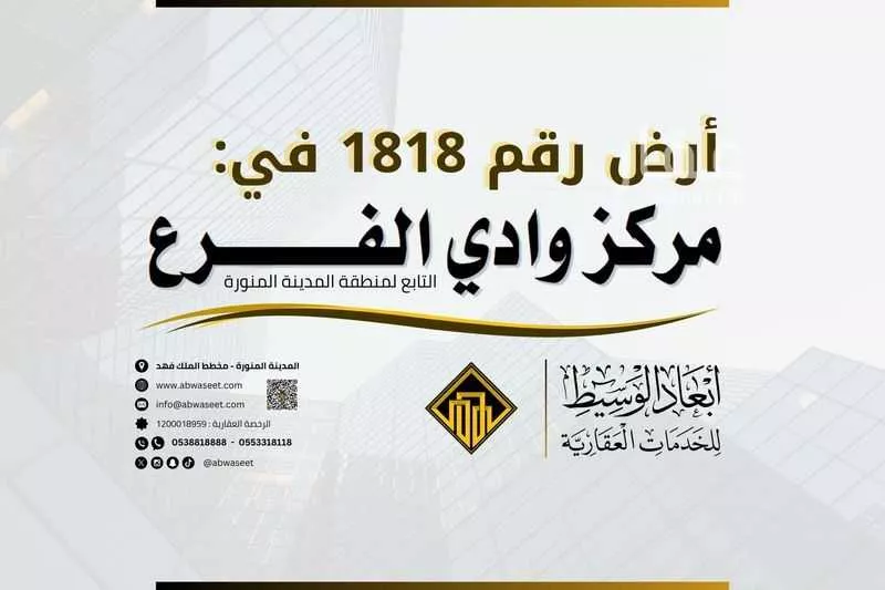 أرض للبيع في حي مخطط وادي الفرع, مدينة وادي الفرع, منطقة المدينة المنورة 1 صورة