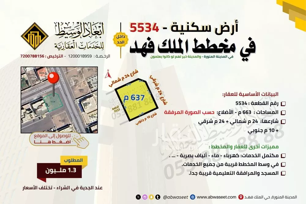 أرض للبيع في شارع ابو طالب احمد, حي الدويخلة, مدينة المدينة المنورة, منطقة المدينة المنورة 1 صورة