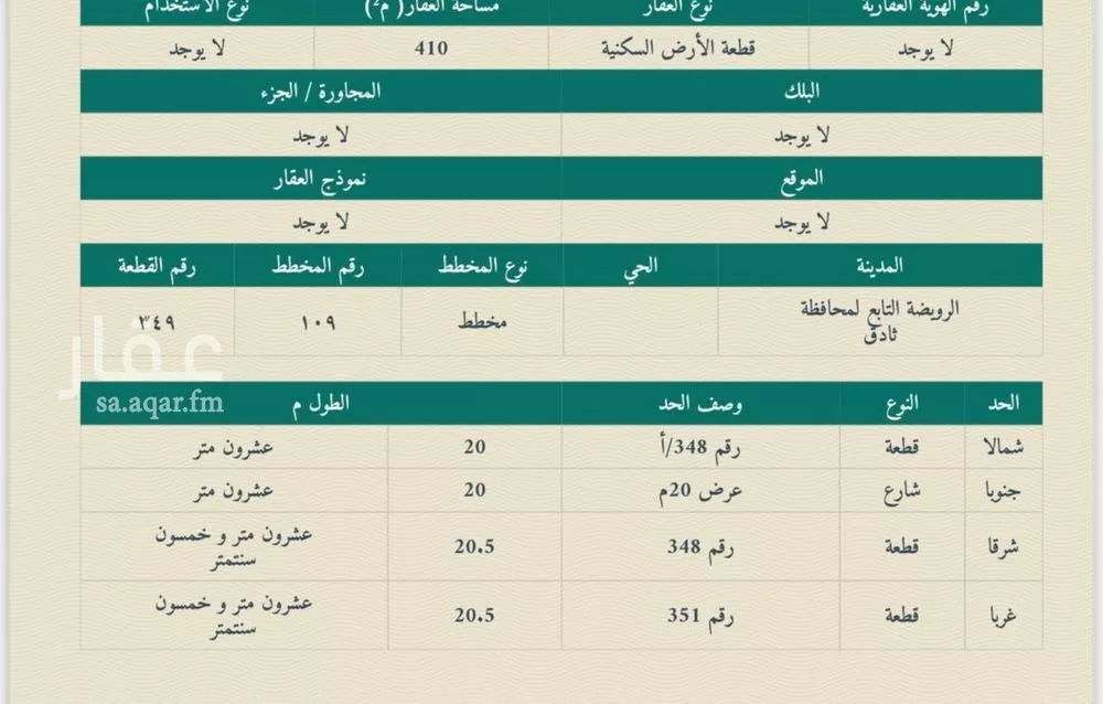 أرض للبيع في شارع مخطط الاراضي البيضاء 20 ، رويضة السهول ، ثادق 1 صورة