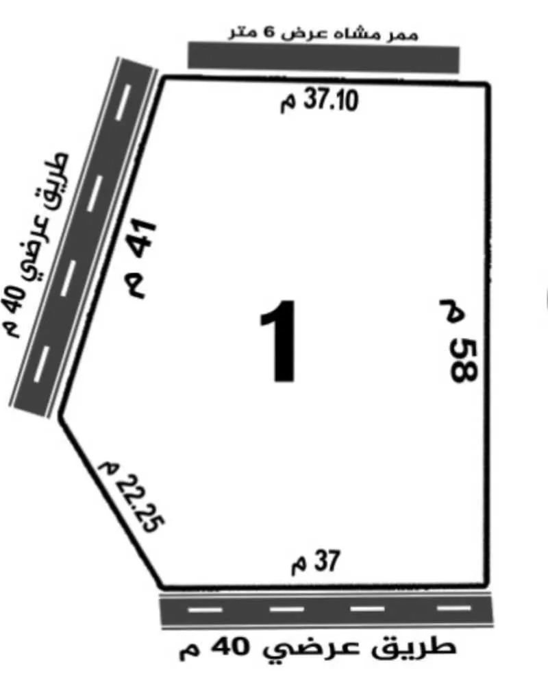 أرض للبيع في شارع عثمان بن عفان, حي النهضة, مدينة بريدة, منطقة القصيم 1 صورة