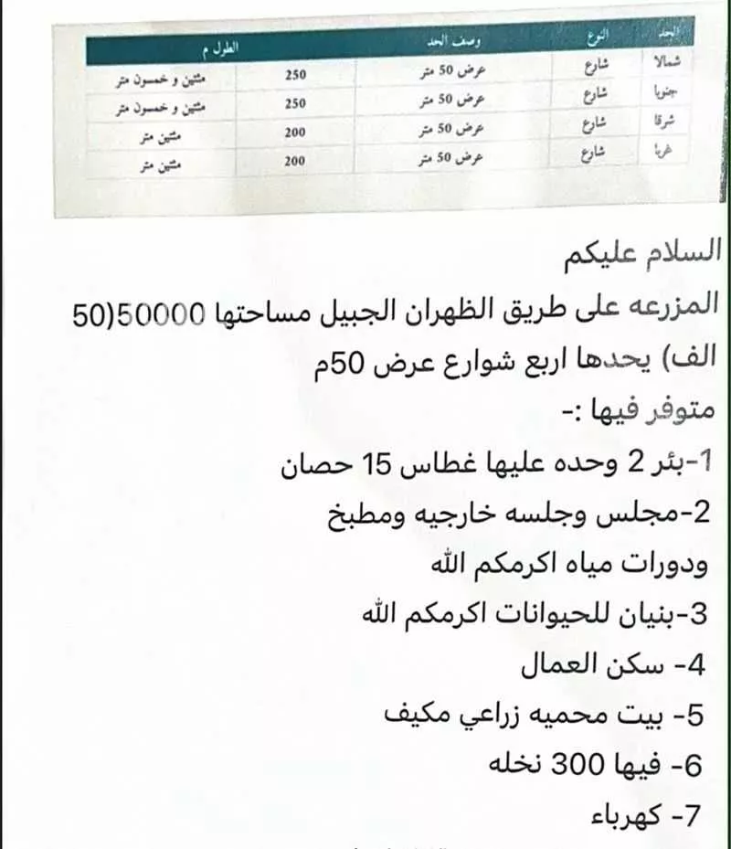 مزرعة للبيع في شارع رأس تنورة 655, مدينة القطيف, المنطقة الشرقية 1 صورة