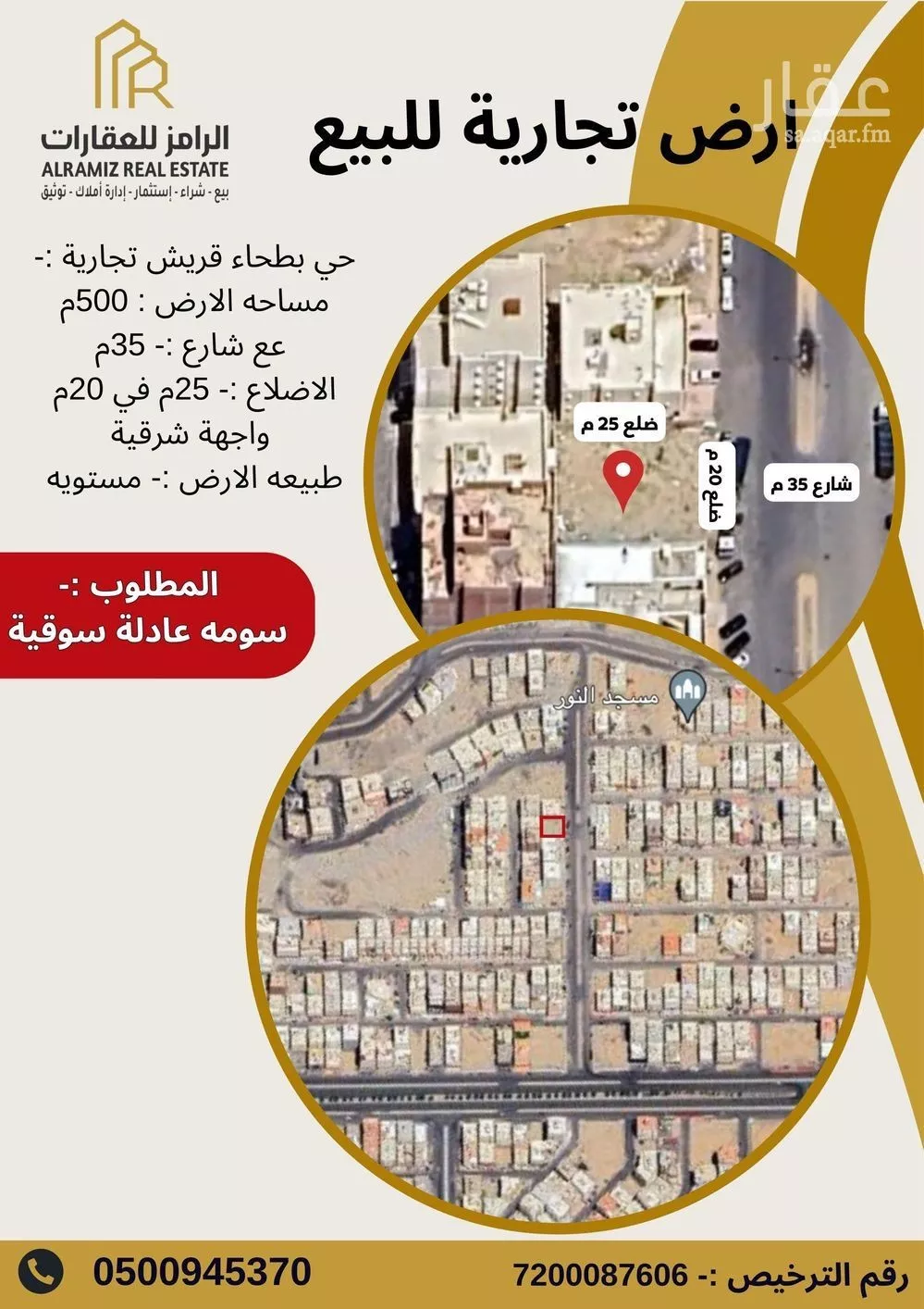 أرض للبيع في شارع نصر الكناني, حي بطحاء قريش, مدينة مكه المكرمه, منطقة مكة المكرمة 1 صورة
