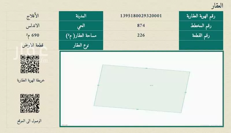 أرض للبيع في حي الأندلس, مدينة الافلاج, منطقة الرياض 1 صورة