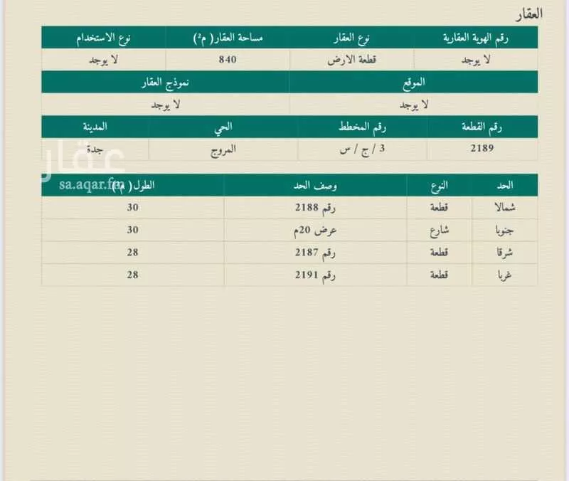 أرض للبيع في شارع شارع , حي المروج, مدينة جدة, منطقة مكة المكرمة 1 صورة