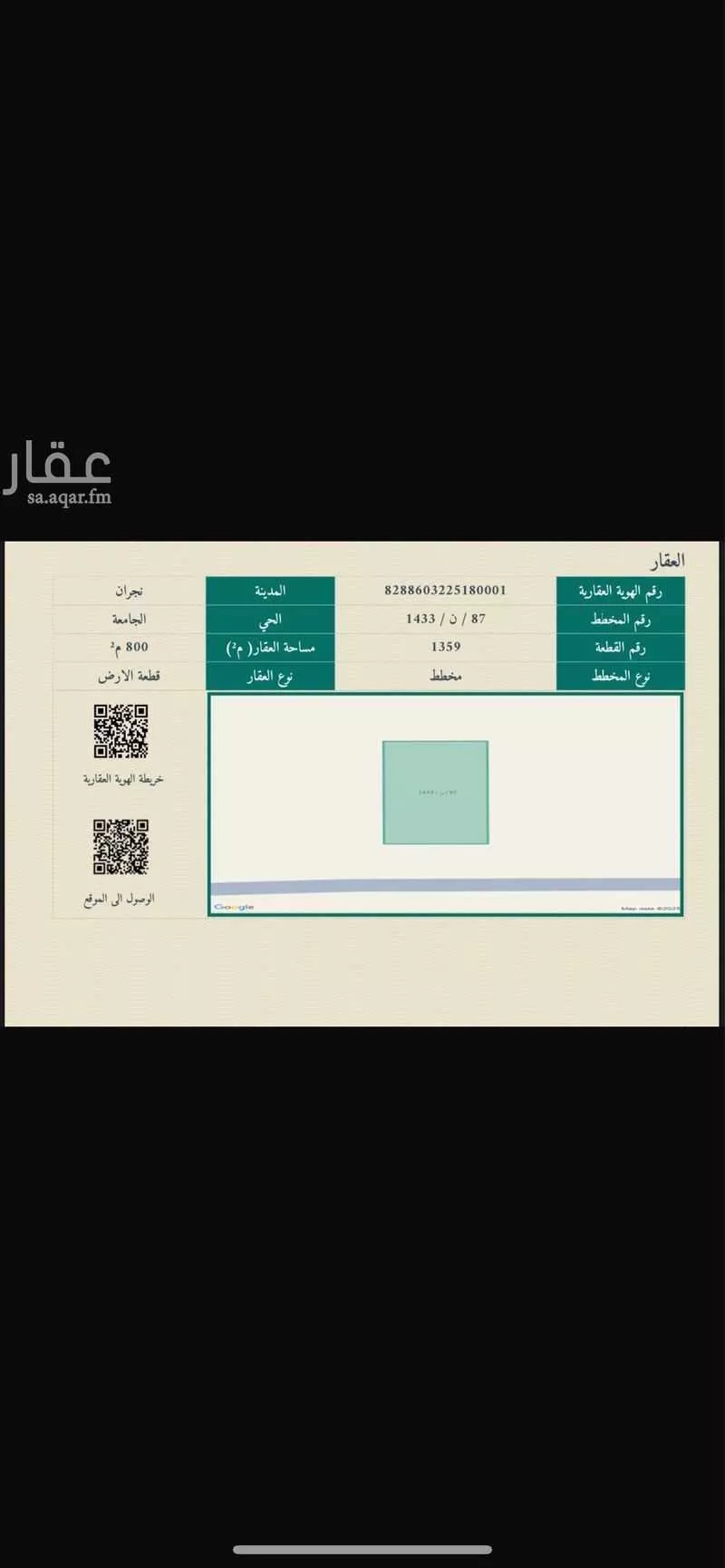 أرض للبيع في شارع البيروني, حي الجامعة, مدينة نجران, منطقة نجران 1 صورة