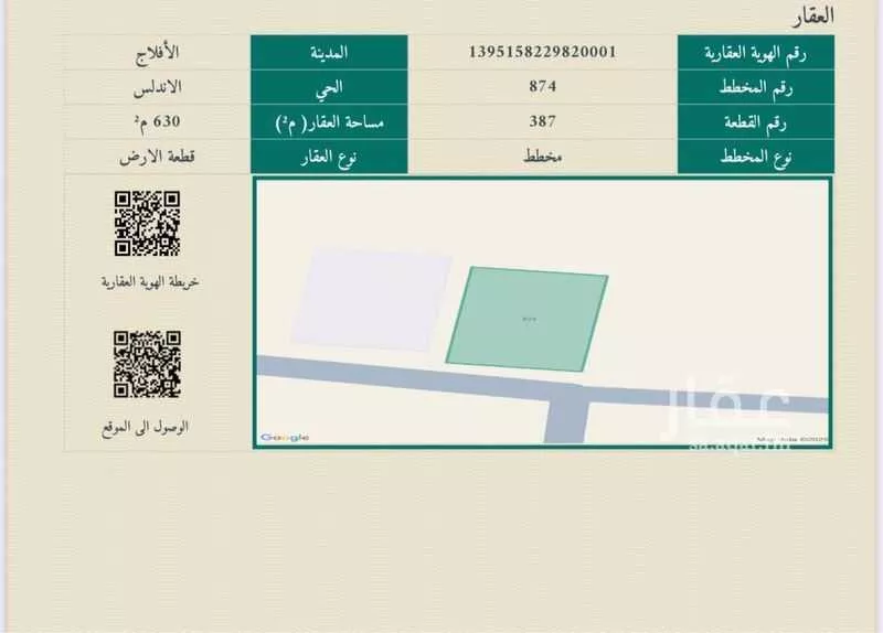 أرض للبيع في شارع الاندلس 63 ، حي الاندلس ، ليلى ، الافلاج 1 صورة
