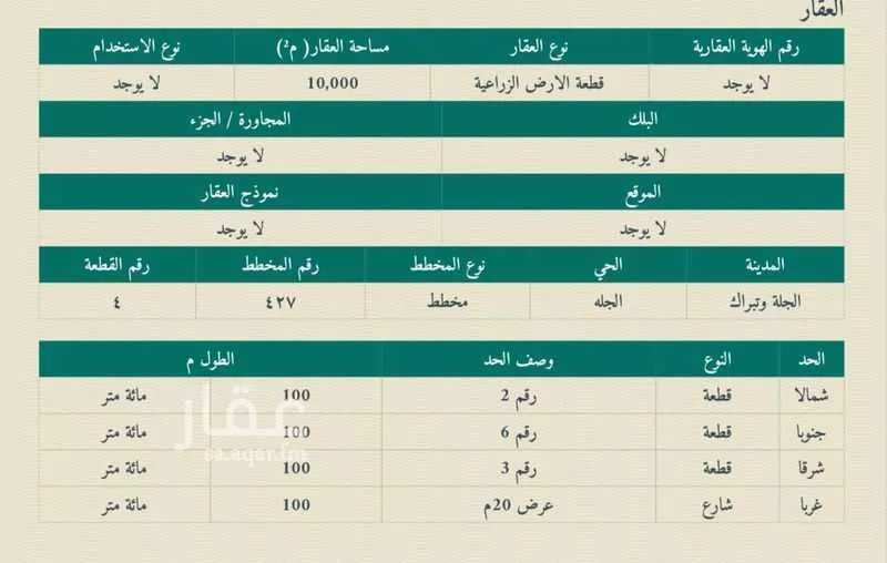 أرض للبيع في حي هجرة الزهوه والبيان, مدينة هجرة الزهوه والبيان, منطقة الرياض 1 صورة
