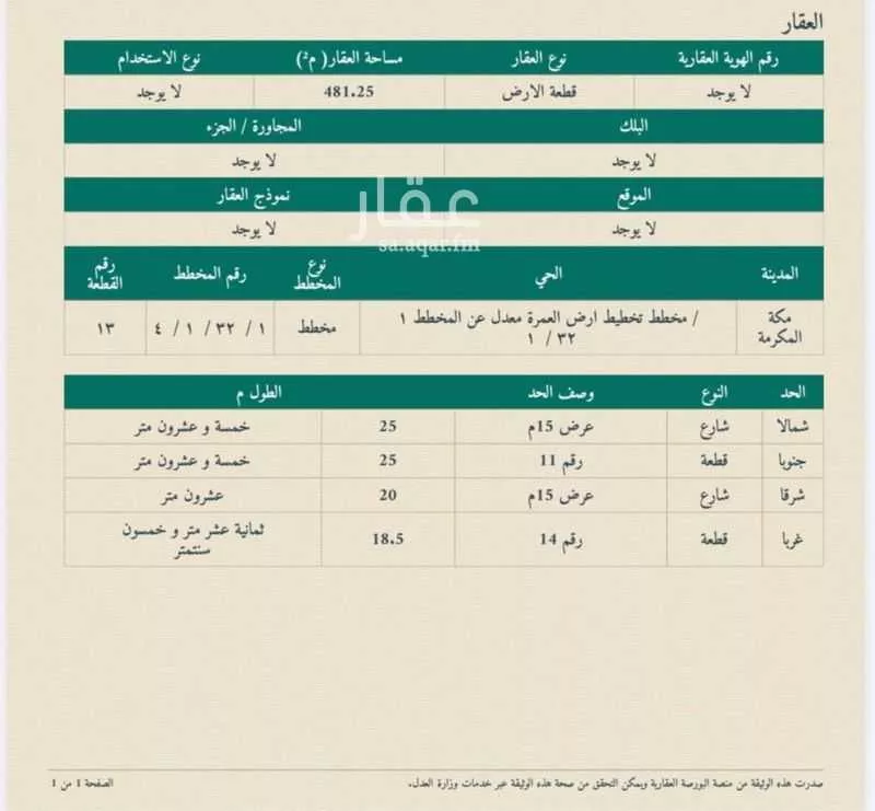 أرض للبيع في حي التنعيم ، مكة ، منطقة مكة المكرمة 1 صورة
