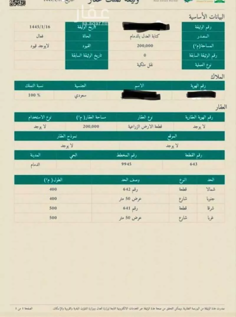 مزرعة للبيع في حي هجره الزومان (هجرة ابوطينه), مدينة هجره الزومان (هجرة ابوطينه), المنطقة الشرقية 1 صورة