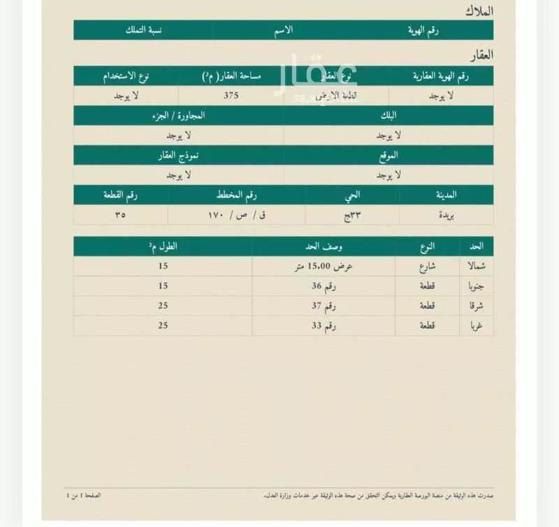 أرض للبيع في شارع سعدبن معاذ ، بريدة ، بريدة 1 صورة