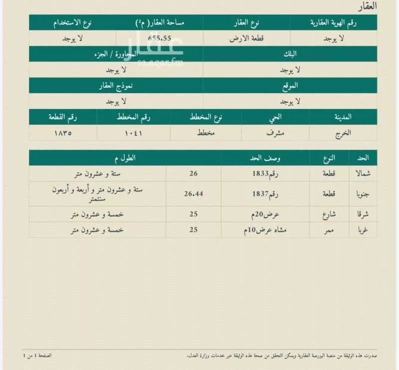 أرض للبيع في حي العيون, مدينة الخرج, منطقة الرياض 1 صورة