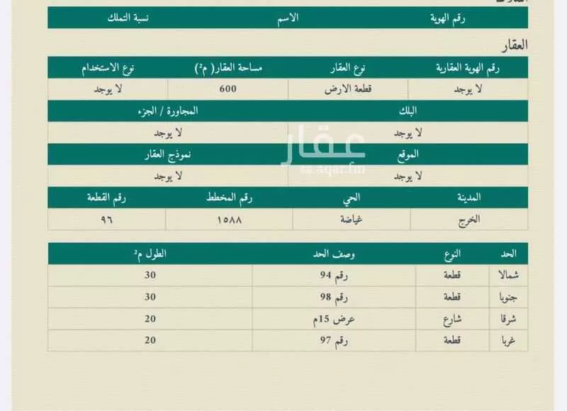 أرض للبيع في شارع رضوان, حي غياضة, مدينة الخرج, منطقة الرياض 1 صورة