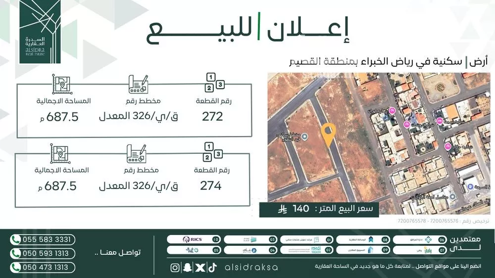 أرض للبيع في شارع القصيم, حي الجزيرة, مدينة رياض الخبراء, منطقة القصيم 1 صورة