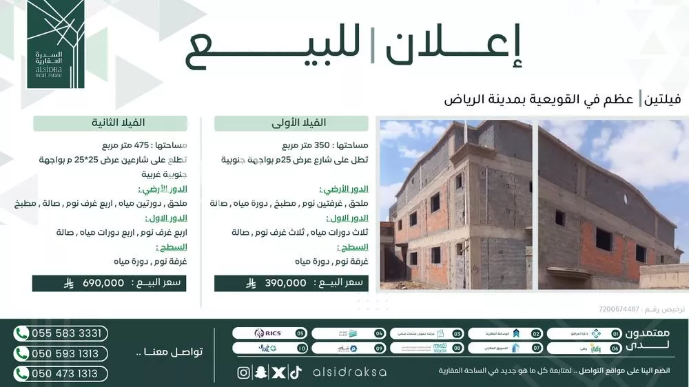 فيلا للبيع في شارع محمد الغزالي, حي مخطط رقم 995, مدينة القويعيه, منطقة الرياض 1 صورة