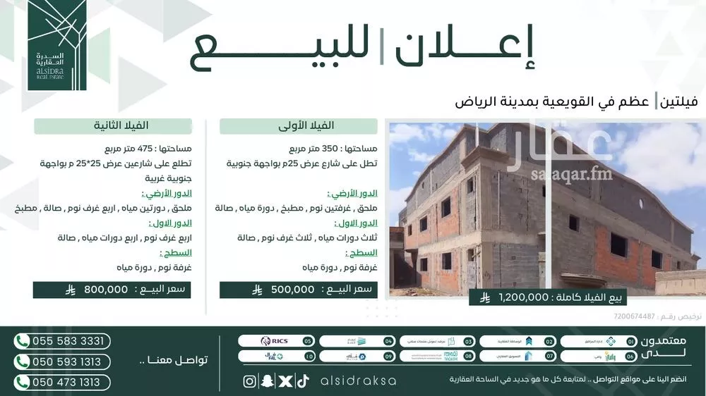 فيلا للبيع في شارع محمد الغزالي, حي مخطط رقم 995, مدينة القويعيه, منطقة الرياض 1 صورة