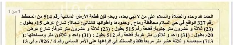 أرض للبيع في شارع 18570213, حي الورود, مدينة رماح, منطقة الرياض 1 صورة