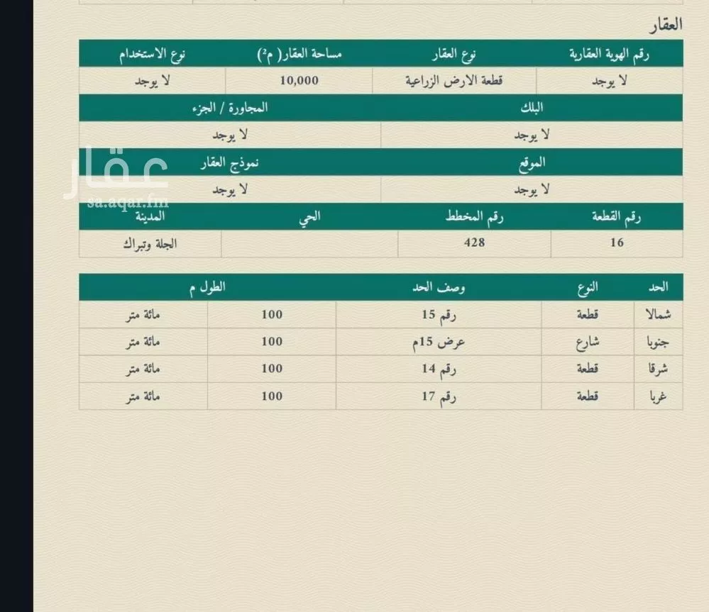 أرض للبيع في حي هجره النطاش والتراحيب, مدينة هجره النطاش والتراحيب, منطقة الرياض 1 صورة