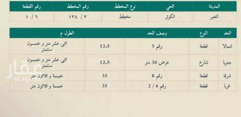 أرض للبيع في شارع الحكم بن عمير, حي الكوثر, مدينة الخبر, المنطقة الشرقية 1 صورة