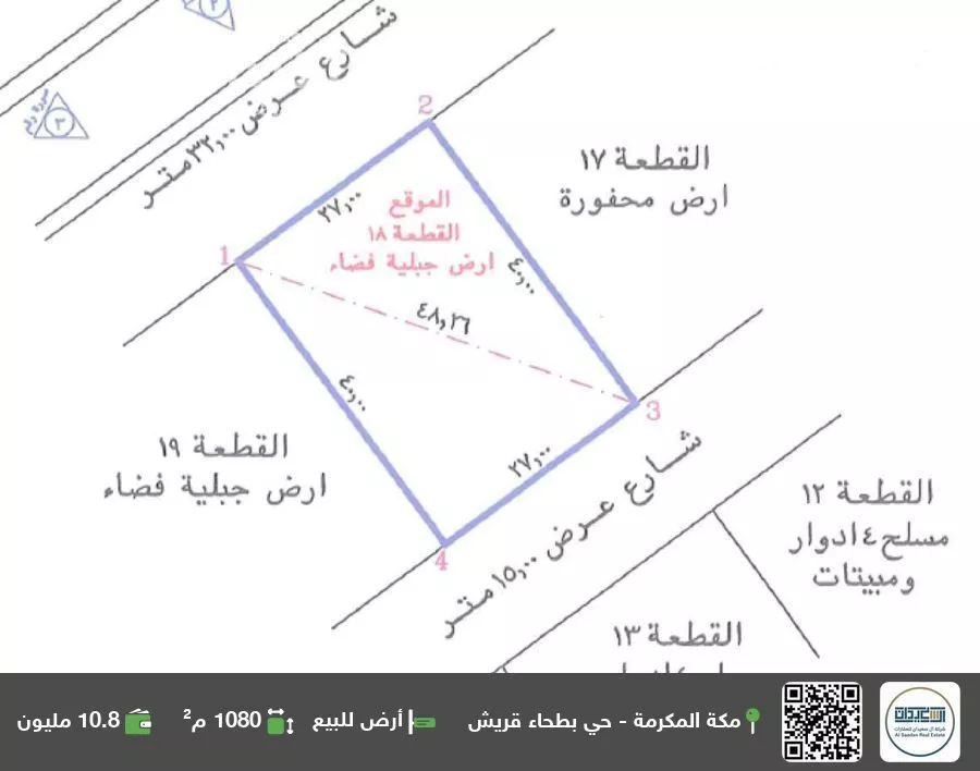 أرض للبيع في شارع شارع عتاب إبن أسيد رضى الله عنه, حي بطحاء قريش, مدينة مكه المكرمه, منطقة مكة المكرمة 1 صورة