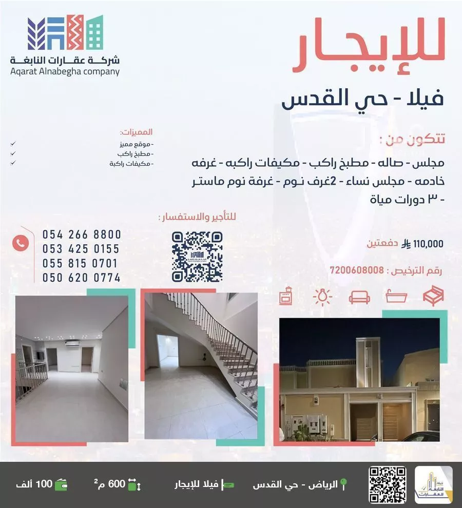 فيلا للإيجار في شارع التوت, حي القدس, مدينة الرياض, منطقة الرياض 1 صورة
