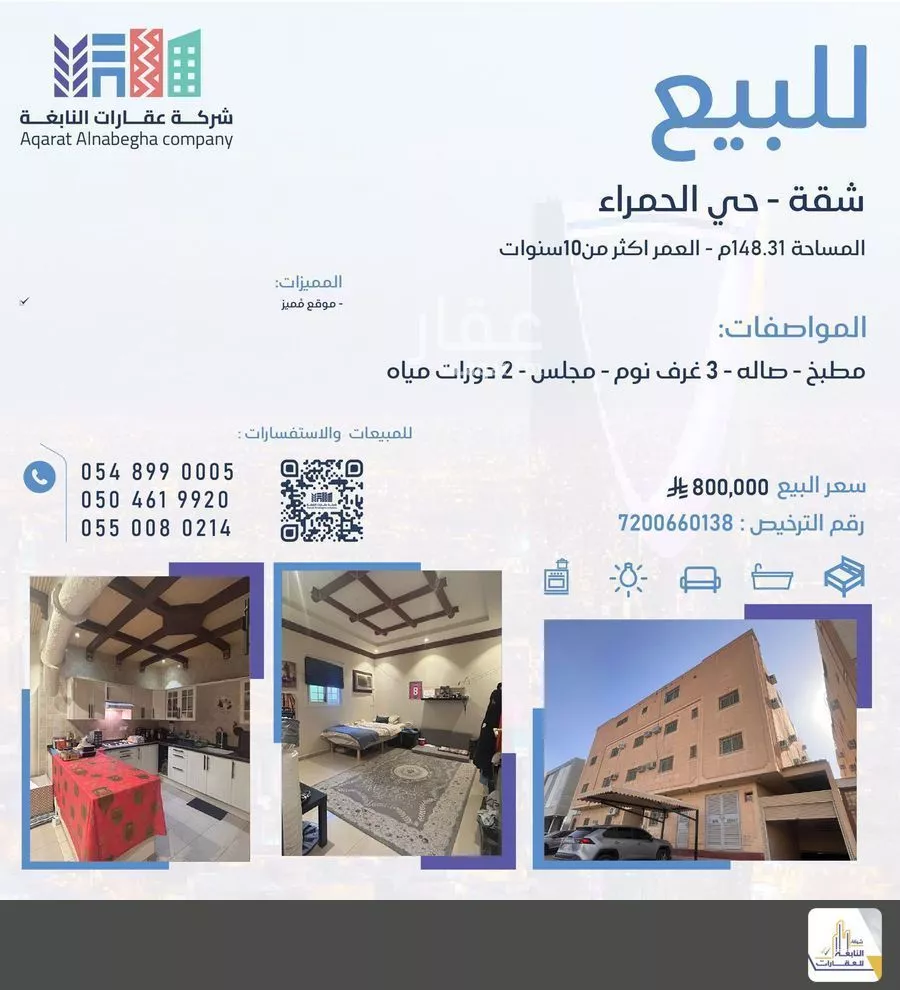 شقة للبيع في شارع البحار, حي الحمراء, مدينة الرياض, منطقة الرياض 1 صورة