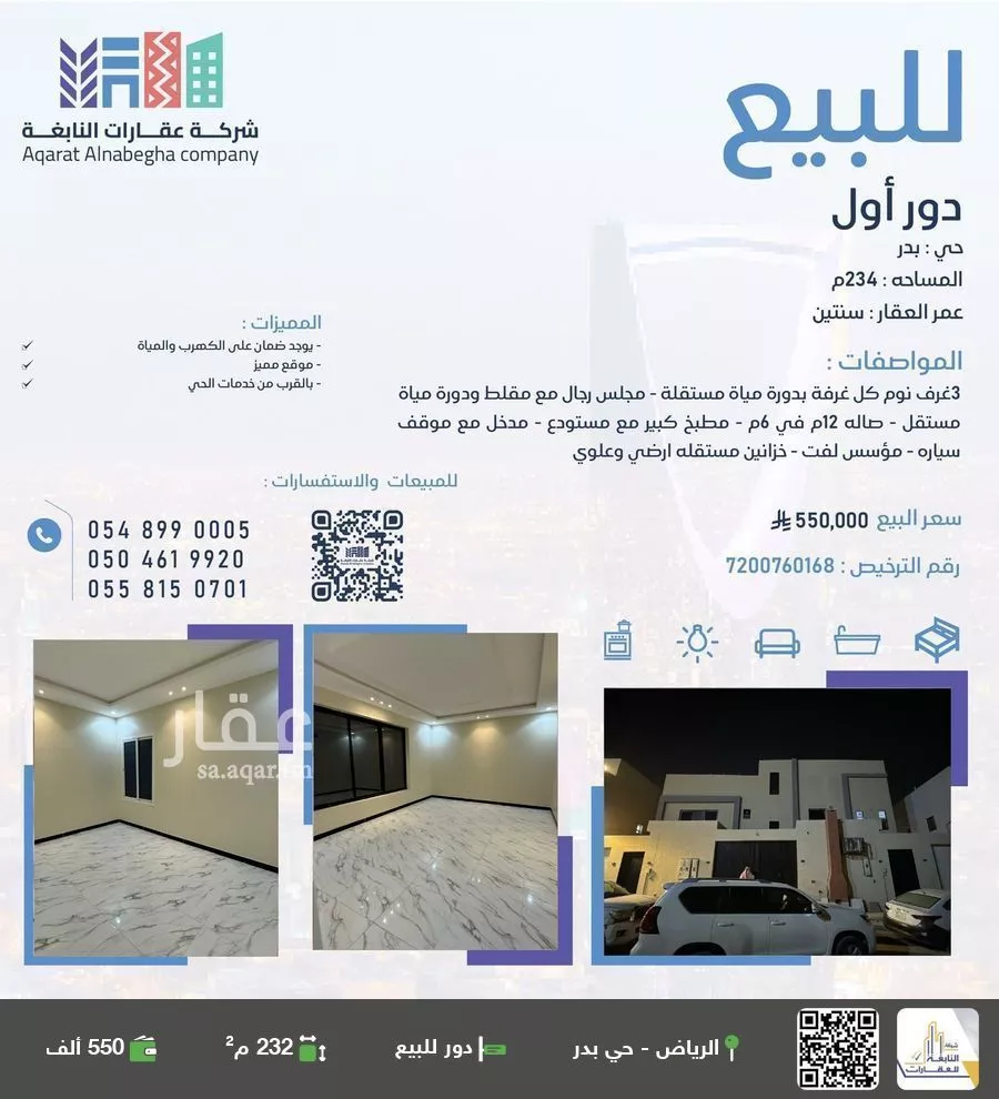 دور للبيع في شارع أبي القاسم التغلبي, حي بدر, مدينة الرياض, منطقة الرياض 1 صورة