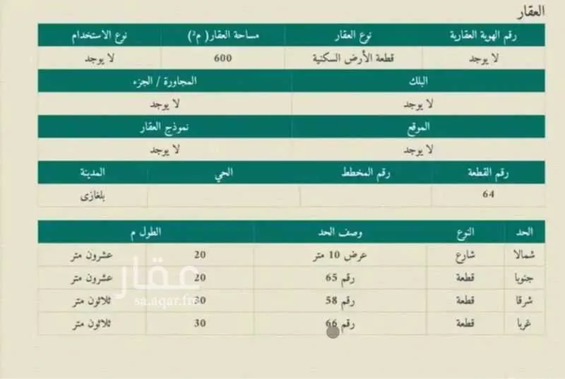 أرض للبيع في شارع الربيعة بن زياد, حي العيدابي, مدينة العيدابي, منطقة جازان 1 صورة