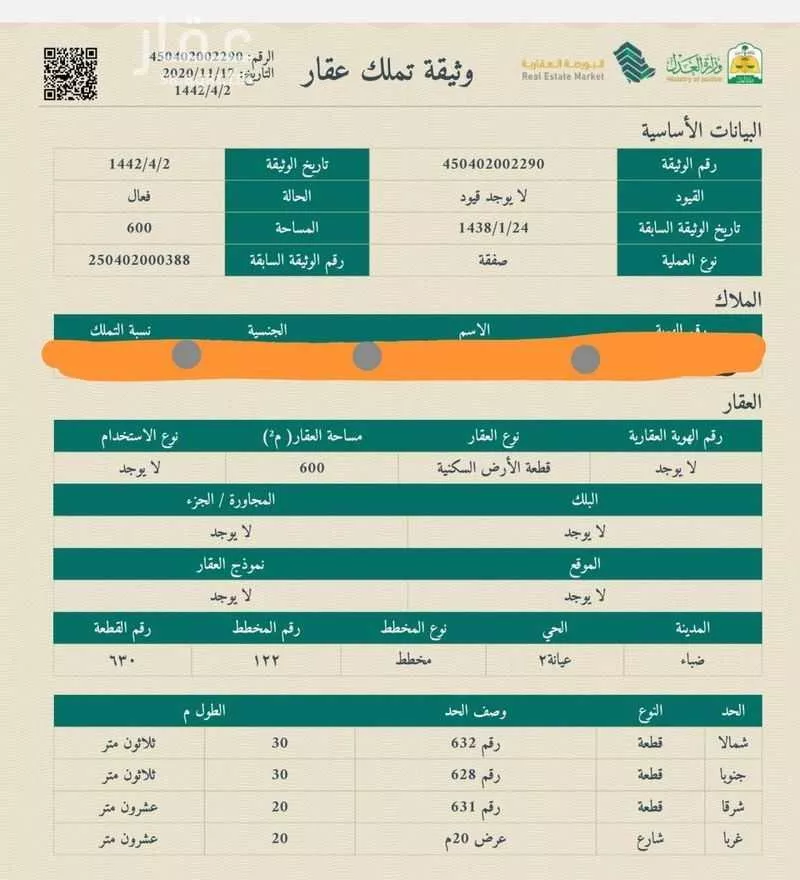أرض للبيع في شارع المزارع ، حي المزارع ، ضبا‎ ، ضبا 1 صورة