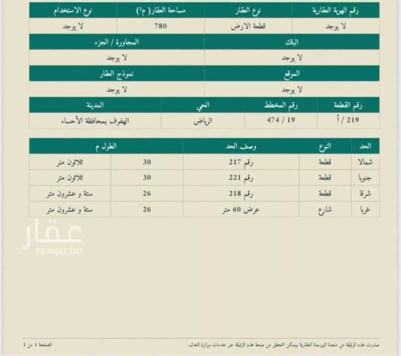 أرض للبيع في حي الرياض الرابع, مدينة الاحساء, المنطقة الشرقية 1 صورة