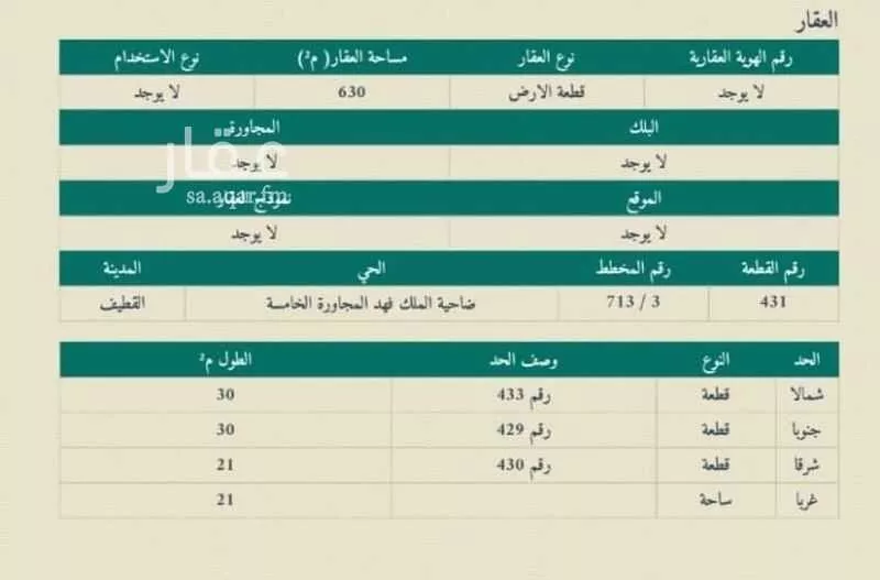 أرض للبيع في شارع ساحة, حي الفيحاء, مدينة القطيف, المنطقة الشرقية 1 صورة