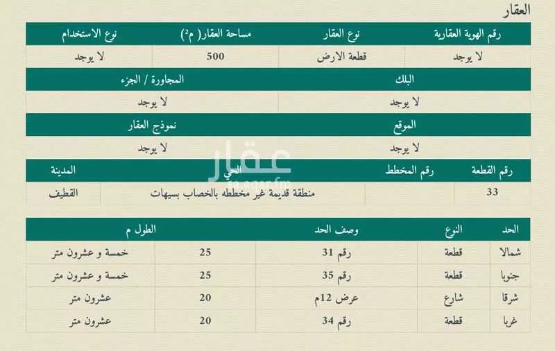أرض للبيع في حي الخصاب, مدينة القطيف, المنطقة الشرقية 1 صورة