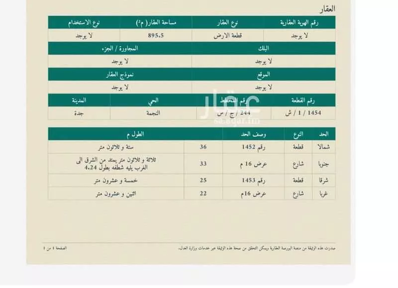 أرض للبيع في شارع عبدالله ابن هاني ، حي النجمة ، جدة ، جدة 1 صورة