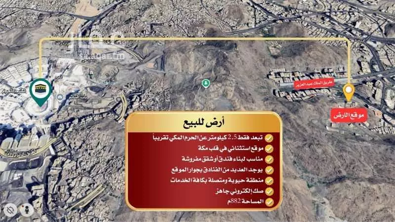 أرض للبيع في شارع ابن مسافر, حي العزيزية, مدينة مكه المكرمه, منطقة مكة المكرمة 1 صورة
